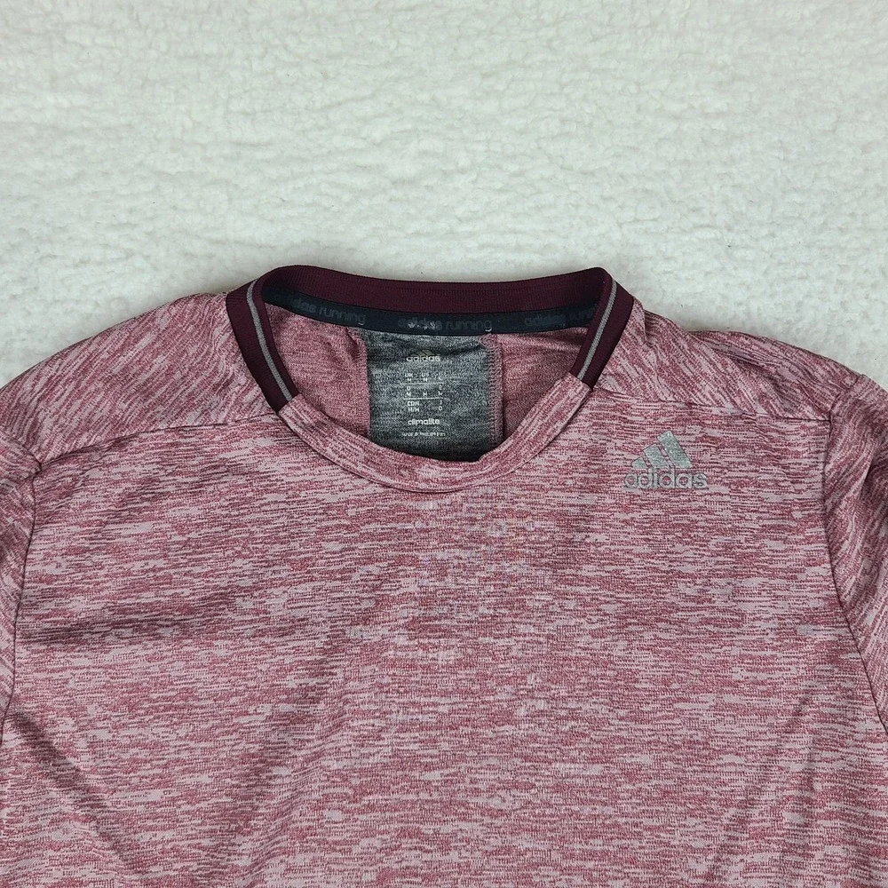 Adidas Running Shirt Mens Medium Red‎ Heathered Crewneck Performance T-Shirt